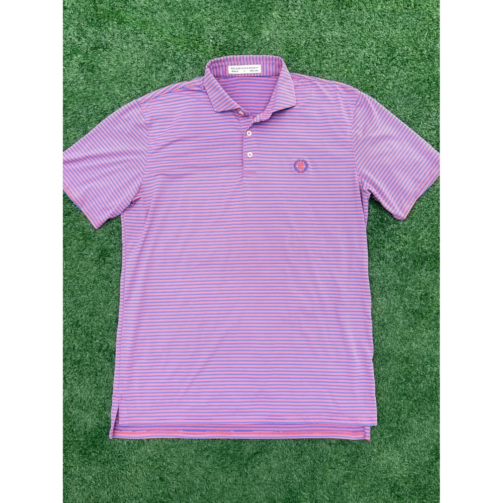 Holderness & Bourne Mens The Landale Citrus Polo Shirt Oak Hill CC Pink Blue L